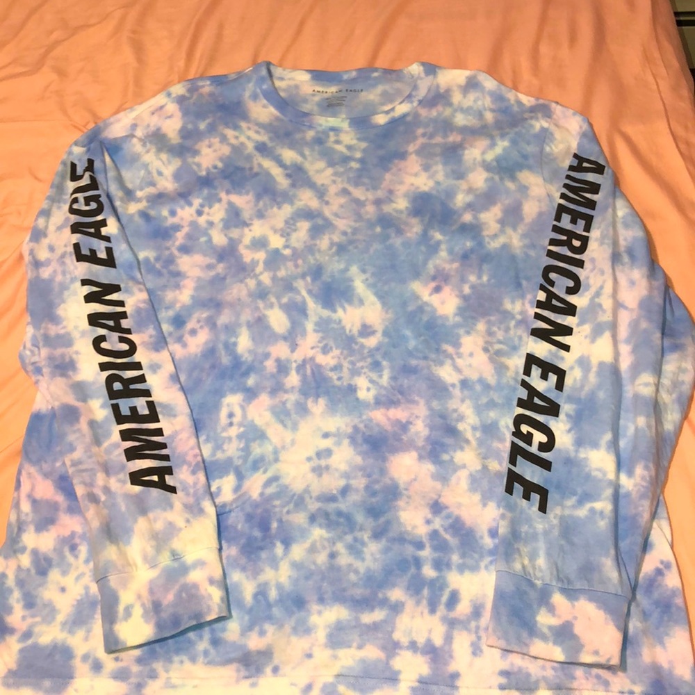 Tie Dye American Eagle Long Sleeve Graphic T-Shirt